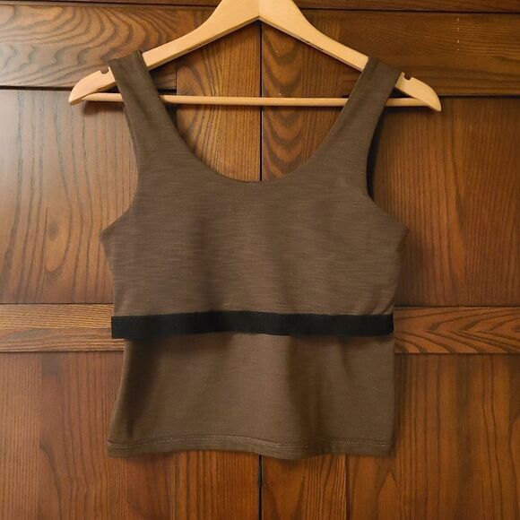 barre3 Ribbed Bra Tank Cropped Brown - Picture 2 of 5